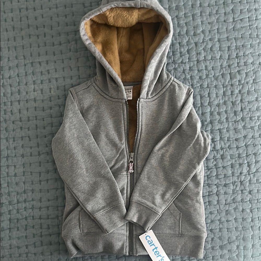 Carter's Gray Sherpa-Lined Hoodie Sweatshirt